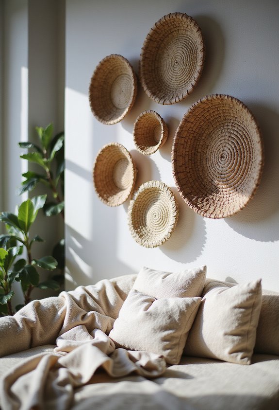 boho wall mounted basket display