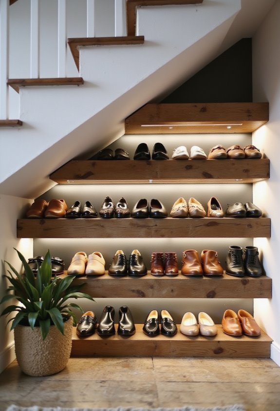 charming under stairs shoe display
