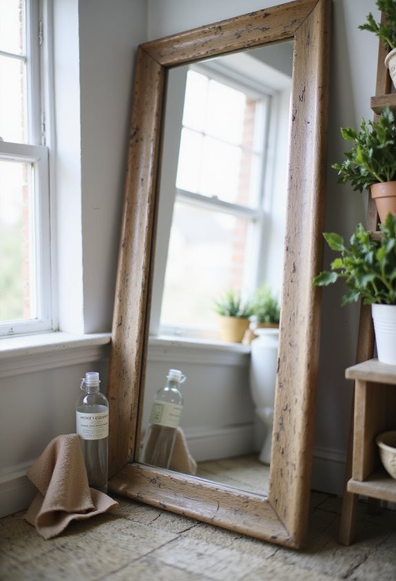 cleaning vintage farmhouse mirrors