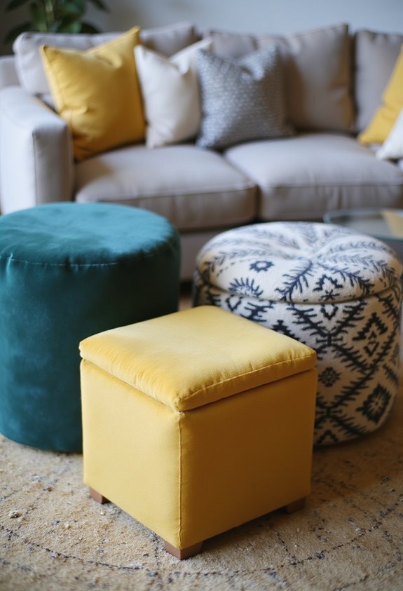 colorful storage ottomans options