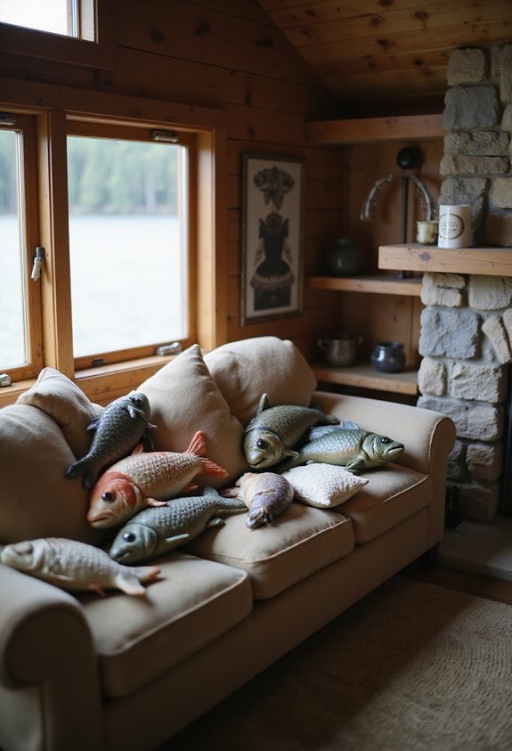 cozy fish themed decor pillows