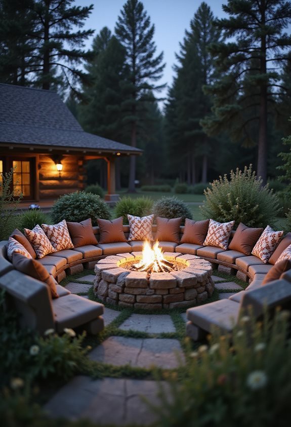 cozy handcrafted stone fire pit