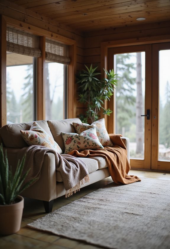 cozy nature inspired cabin textiles