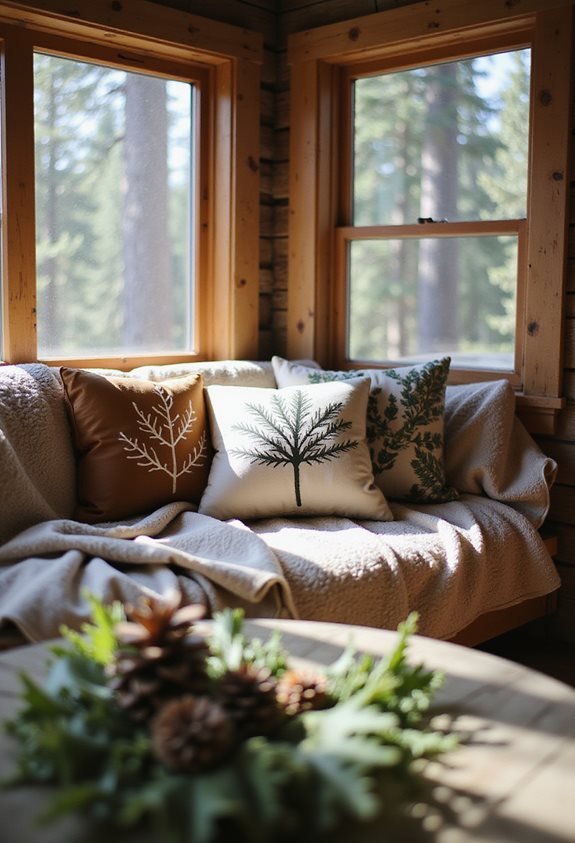 cozy nature themed throw pillows