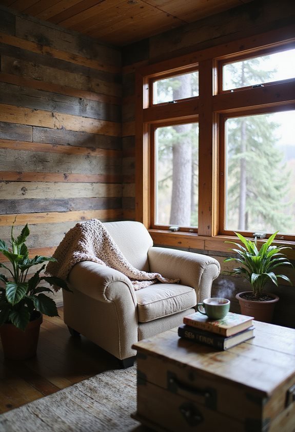 cozy reclaimed wood walls
