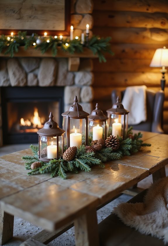 cozy rustic lantern centerpieces
