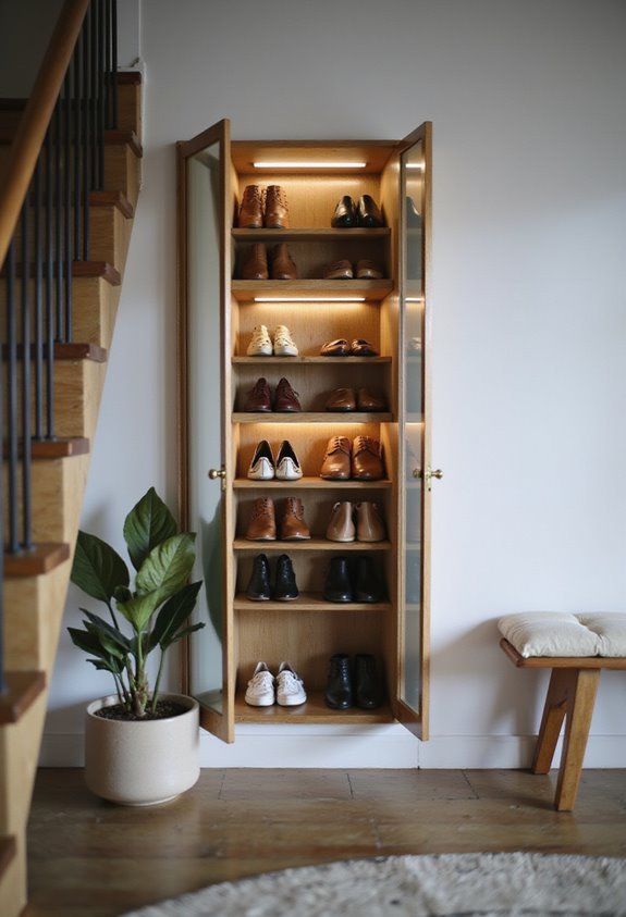 elegant mirrored shoe cabinet