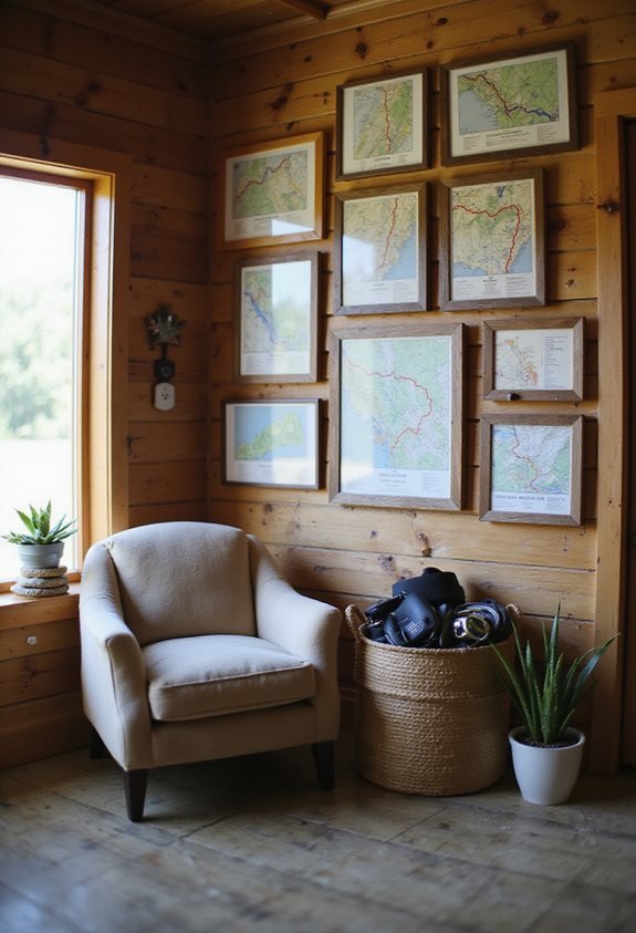 hiking trail map decor