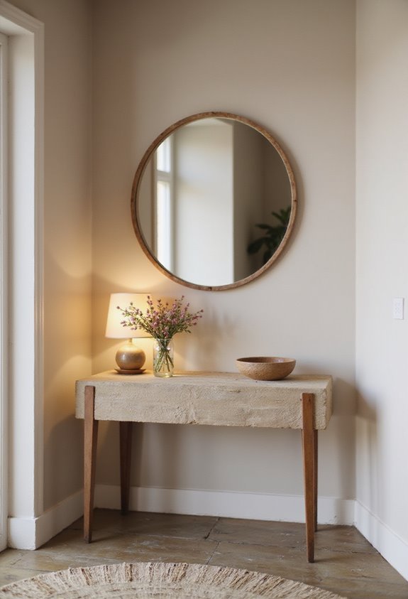 inviting round entryway mirror
