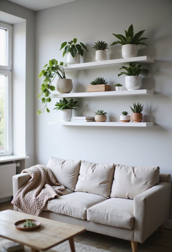 minimalist indoor plant shelves