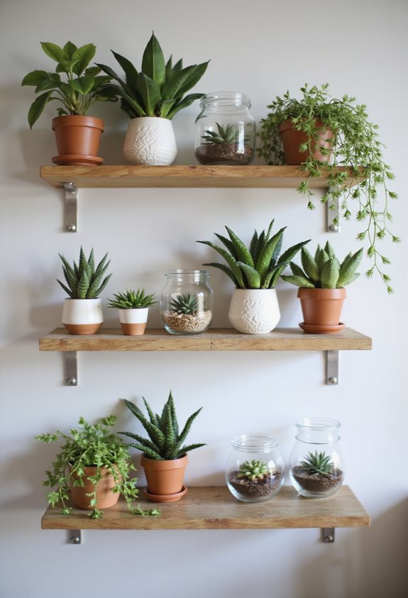 minimalist plant shelf materials