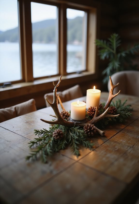 rustic antler candle holders