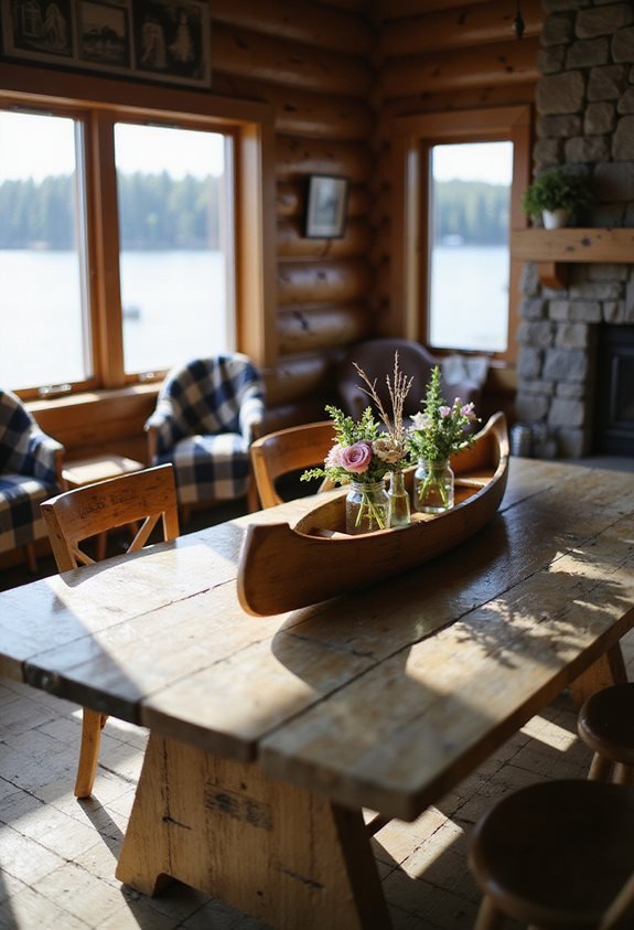 rustic canoe table centerpiece