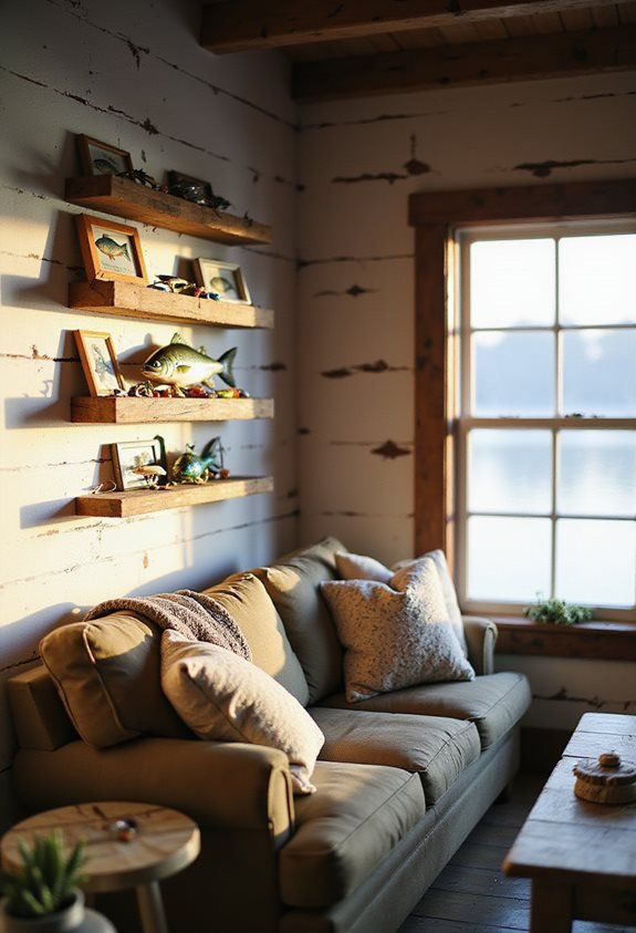 rustic fish display shelves