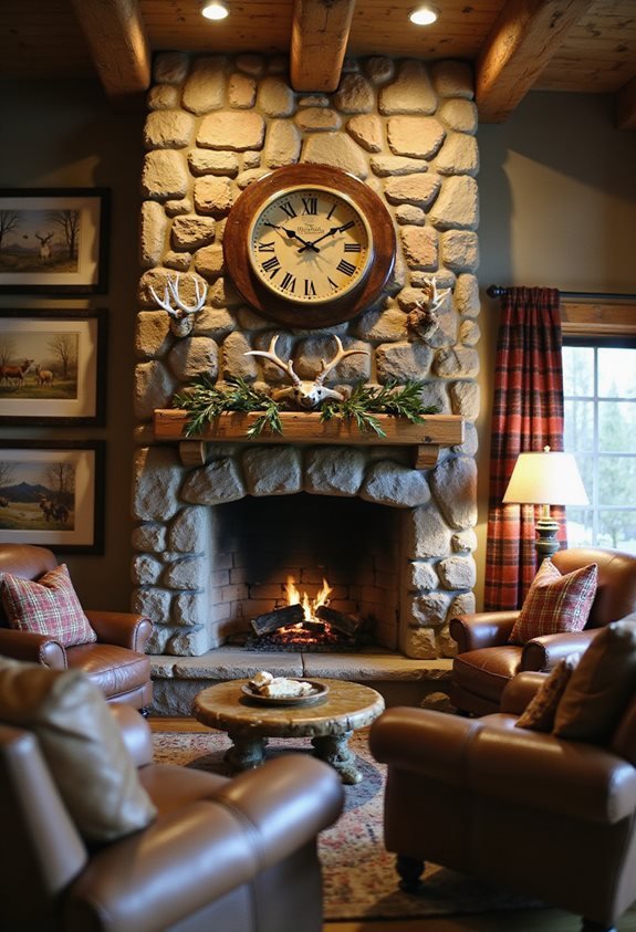 rustic hunting wall clock