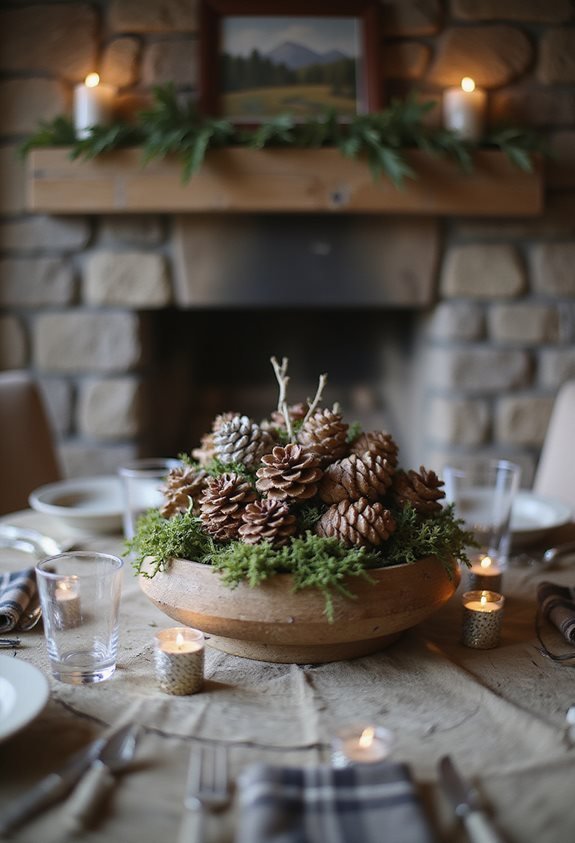 rustic pinecone centerpiece arrangements