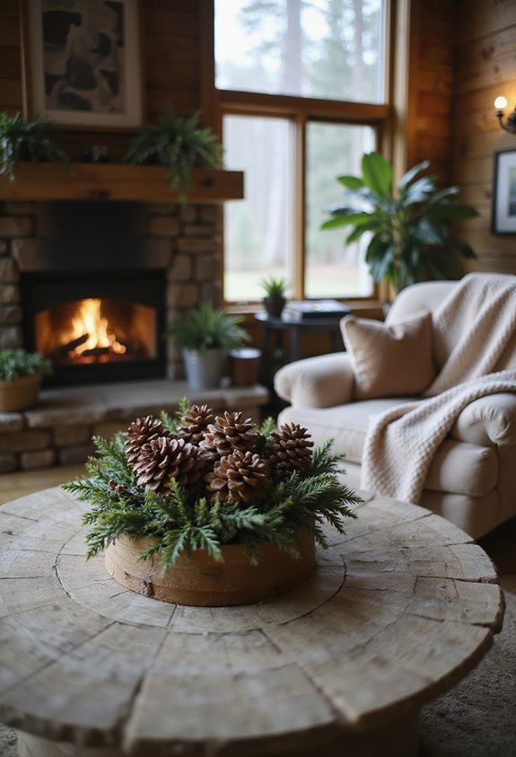 rustic pinecone centerpiece decor
