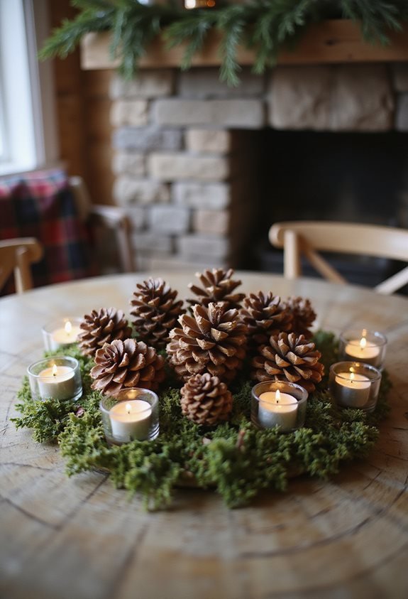 rustic pinecone table decor