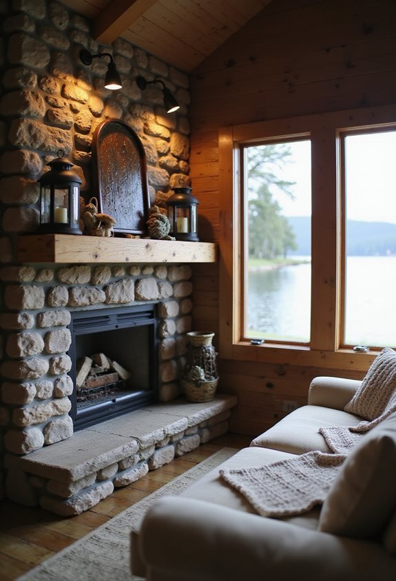 rustic reclaimed wood mantel