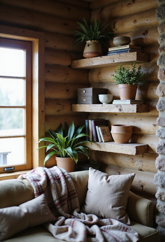 rustic reclaimed wood shelving
