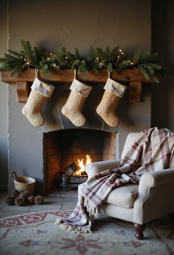 rustic wooden holiday stockings