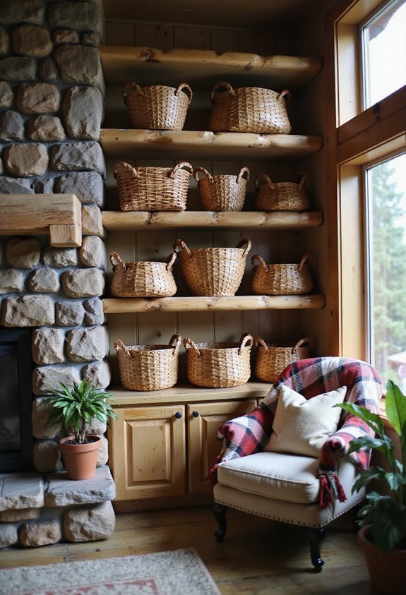 rustic woven storage baskets