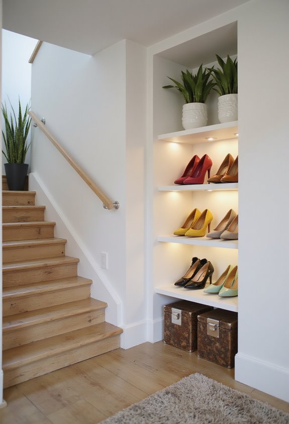shoe showcase under stairs