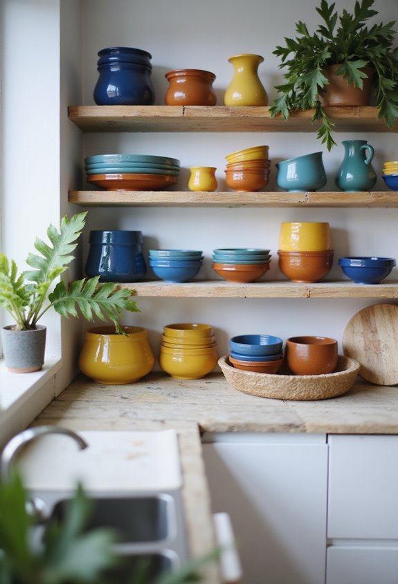 vibrant ceramic dish display
