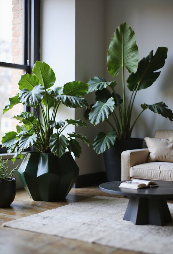 vibrant foliage in planters