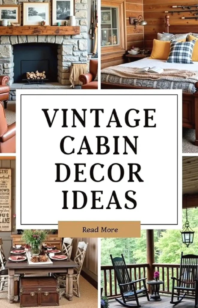 Cozy vintage cabin decor ideas featuring rustic furniture, wooden interiors, and inviting fireplaces. Read more for inspiration.
