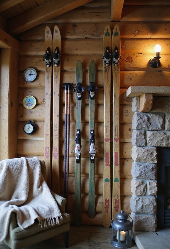 vintage ski decor arrangement