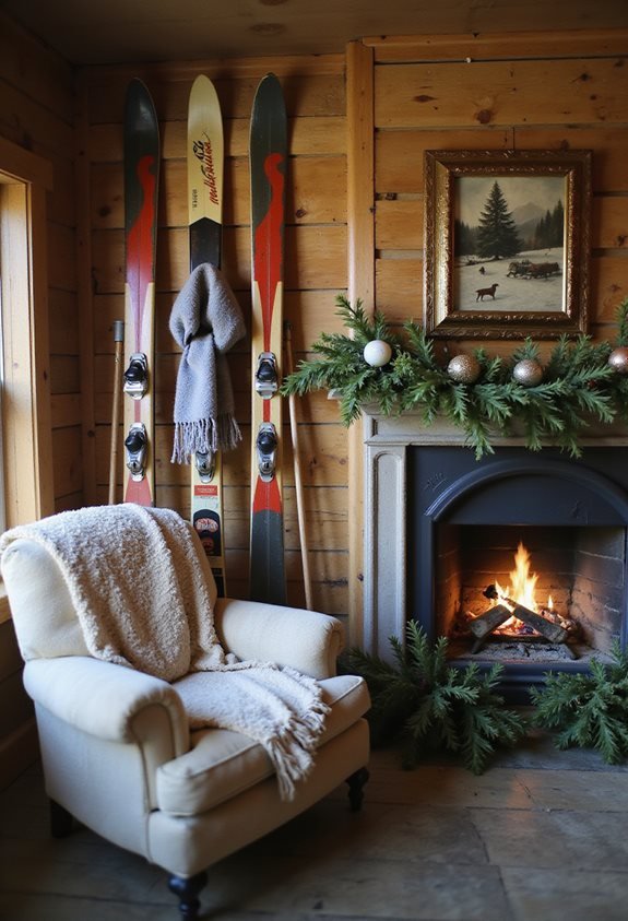 vintage ski wall decor