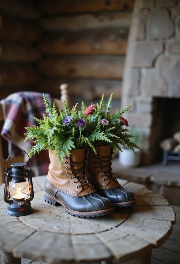 whimsical hiking boot planters