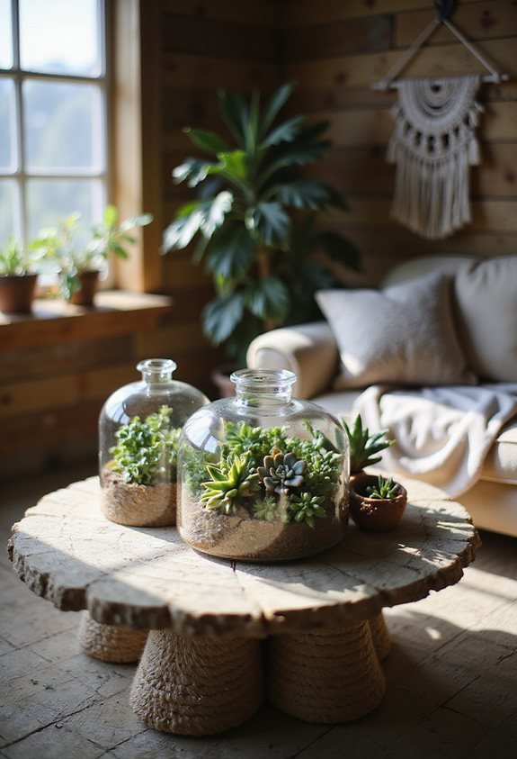 whimsical vintage glass terrariums
